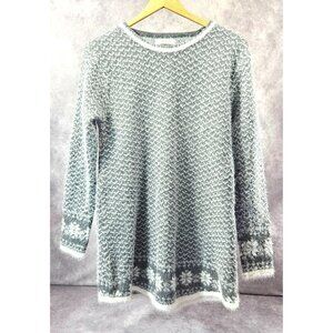 Zeva Vintage Women Warm Pullover Sweather Gray White Snow Flex Gift for Her